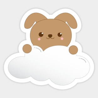Cute Puppy on a Cloud Sticker